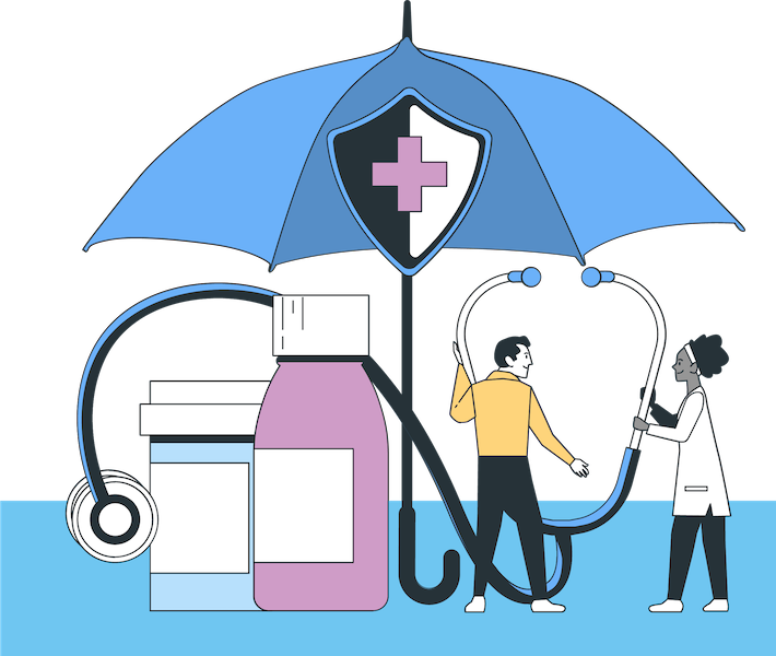 Illustrazione di servizi sanitari e assistenza pubblica